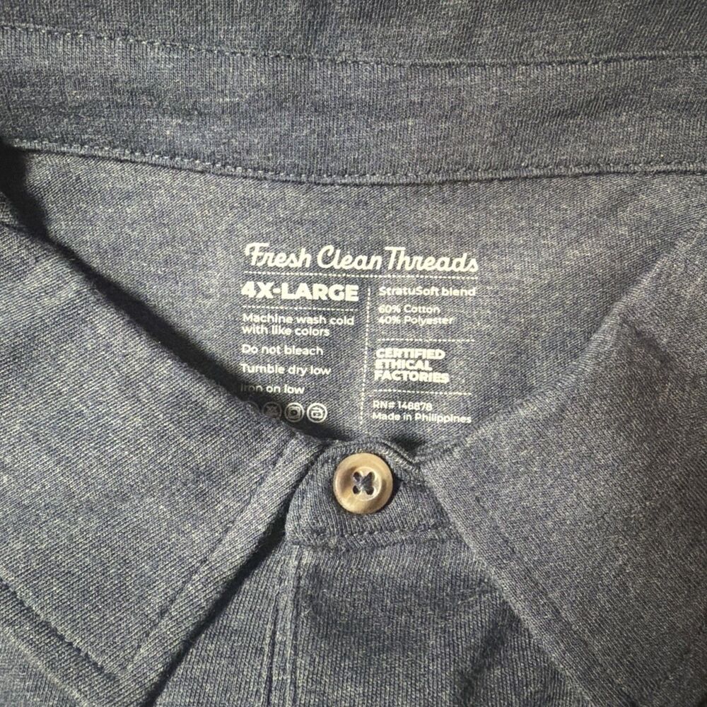 Fresh Clean Tees Polo Shirt Mens Size 4XL Blue Short Sleeve Cotton Blend-147